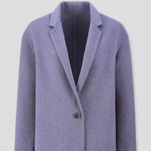 Uniqlo Double-faced cocoon coat, Color: Blue, Size: XS (US)